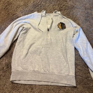 Gray Quarter-Zip Blackhawks Hoodie